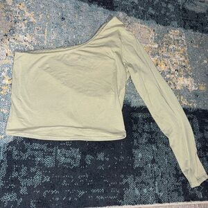 Abercrombie & Fitch One-Shoulder Light Green Crop Top